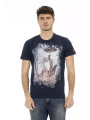 T-Shirts Chic Blue Short Sleeve Tee with Front Print 60,00 € 8056641276146 | Planet-Deluxe