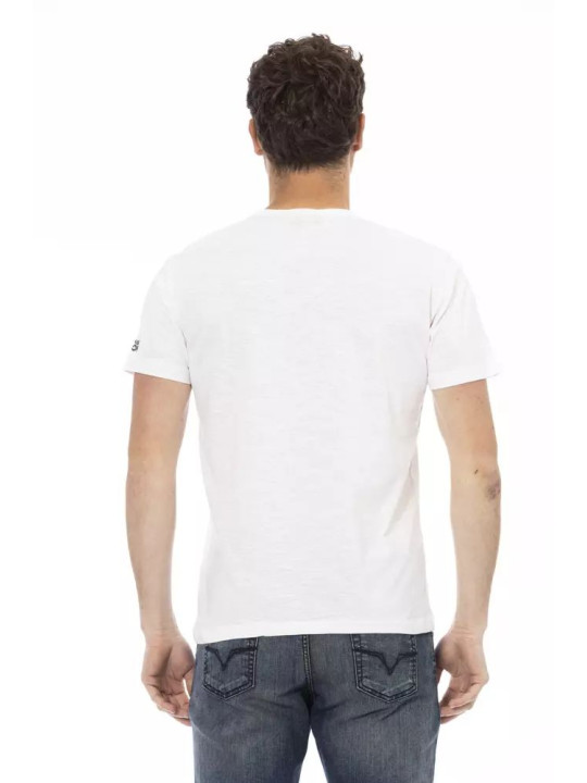 T-Shirts Elegant White Round Neck Tee with Front Print 60,00 € 8056641271936 | Planet-Deluxe
