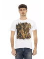 T-Shirts Elegant White Round Neck Tee with Front Print 60,00 € 8056641271936 | Planet-Deluxe