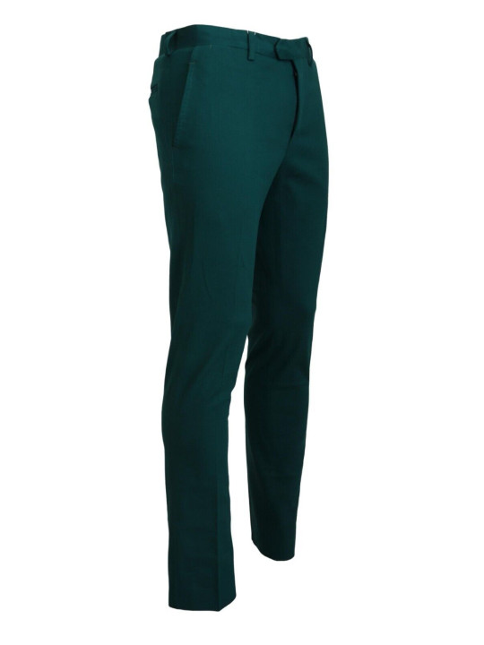 Jeans & Pants Elegantly Tailored Green Pure Cotton Pants 190,00 € 8050246182802 | Planet-Deluxe