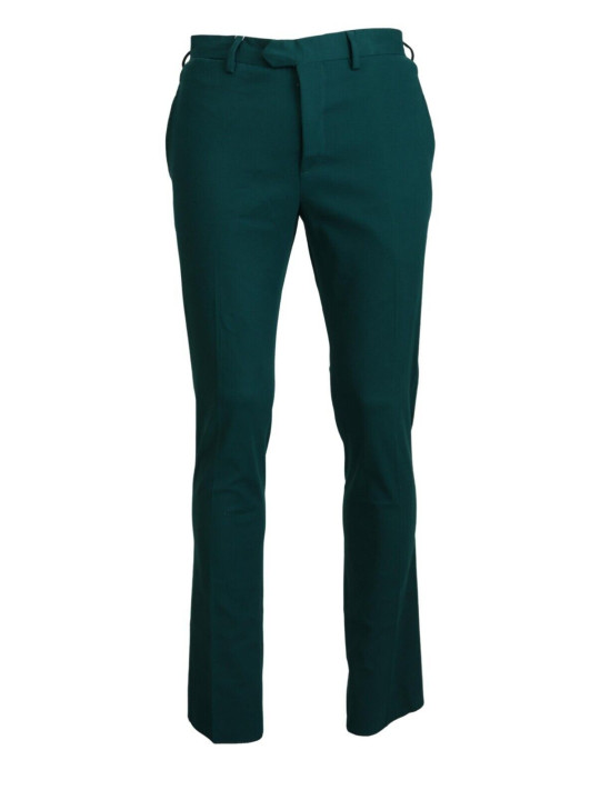 Jeans & Pants Elegantly Tailored Green Pure Cotton Pants 190,00 € 8050246182802 | Planet-Deluxe