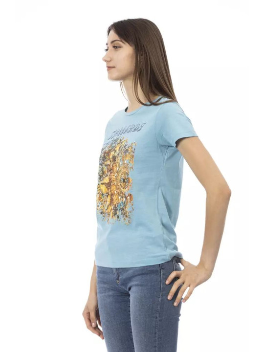 Tops & T-Shirts Chic Light Blue Short Sleeve Tee with Print 60,00 € 8056641254885 | Planet-Deluxe