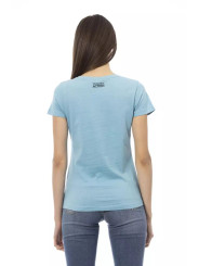 Tops & T-Shirts Chic Light Blue Short Sleeve Tee with Print 60,00 € 8056641254885 | Planet-Deluxe