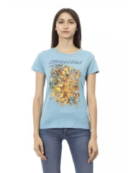 Tops & T-Shirts Chic Light Blue Short Sleeve Tee with Print 60,00 € 8056641254885 | Planet-Deluxe