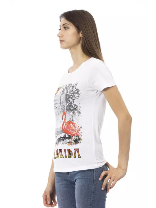 Tops & T-Shirts Elegant White Short Sleeve Tee with Chic Print 60,00 € 8056641251792 | Planet-Deluxe