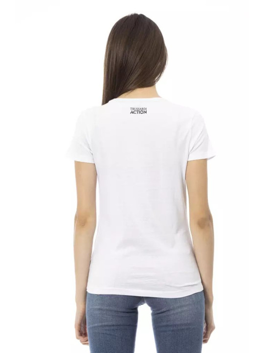 Tops & T-Shirts Elegant White Short Sleeve Tee with Chic Print 60,00 € 8056641251792 | Planet-Deluxe