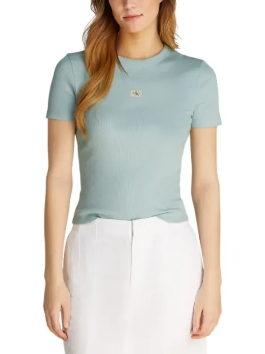"Calvin Klein Jeans T-Shirts im Sale | Calvin Klein Jeans Damen Azurblau TShirt online kaufen"|Planet-Deluxe