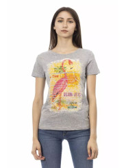 Tops & T-Shirts Chic Gray Cotton Blend Tee with Artistic Print 60,00 € 8056641251730 | Planet-Deluxe