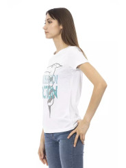 Tops & T-Shirts Chic White Printed Tee: Summer Wardrobe Essential 60,00 € 8056641249713 | Planet-Deluxe