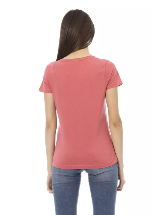 Tops & T-Shirts Chic Pink Short Sleeve Round Neck Tee 60,00 € 8056641249997 | Planet-Deluxe