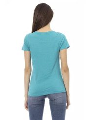 Tops & T-Shirts Chic Light Blue Short Sleeve Tee with Front Print 60,00 € 8056641249638 | Planet-Deluxe