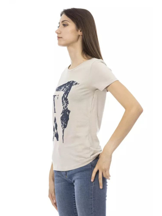 Tops & T-Shirts Elegant Beige Printed Tee for the Stylish Woman 60,00 € 8056641250153 | Planet-Deluxe