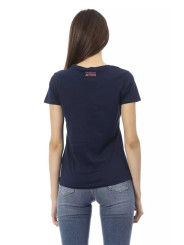 Tops & T-Shirts Chic Blue Short Sleeve Round Neck Tee 60,00 € 8056641251617 | Planet-Deluxe