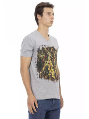 T-Shirts V-Neck Cotton Blend Tee in Sleek Gray 60,00 € 8056641279765 | Planet-Deluxe