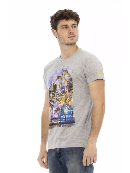 T-Shirts Elevated Casual Gray Tee with Sleek Print 60,00 € 8056641265416 | Planet-Deluxe