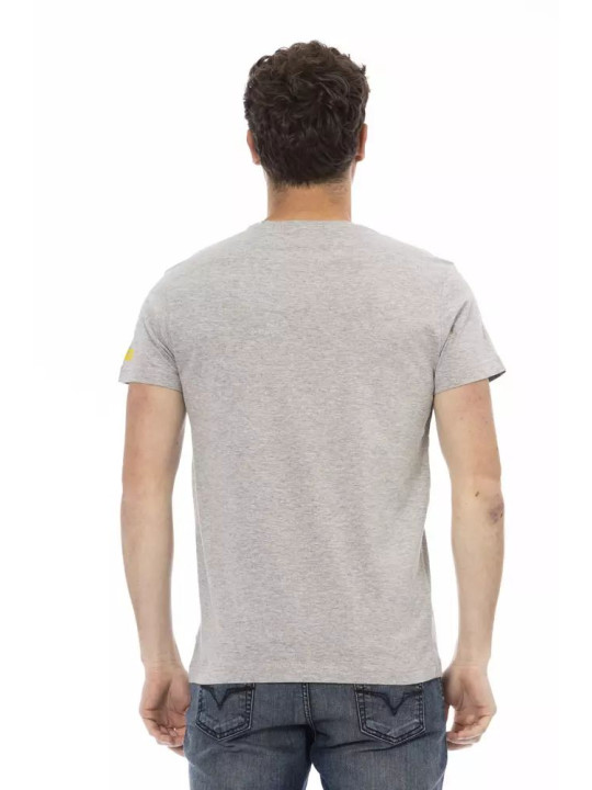 T-Shirts Elevated Casual Gray Tee with Sleek Print 60,00 € 8056641265416 | Planet-Deluxe