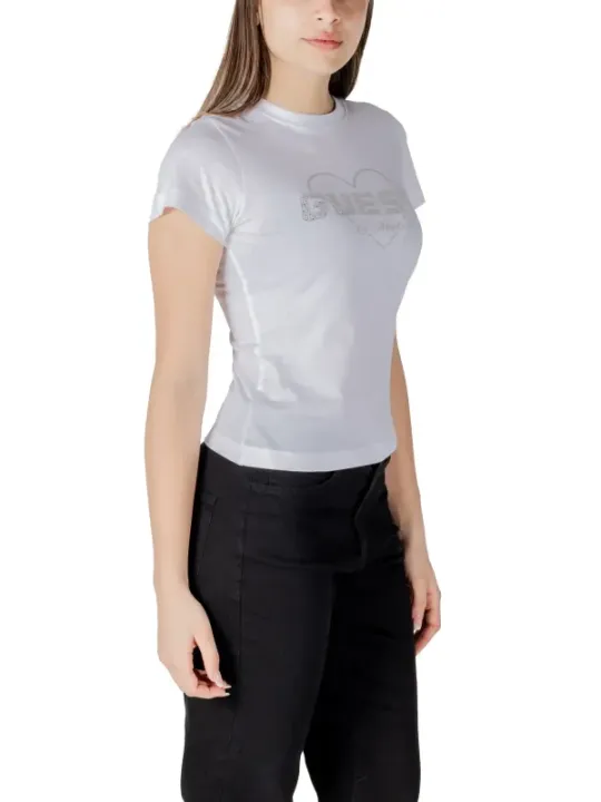 "Guess Active T-Shirts im Sale | Guess Active Damen T-Shirt Weiß Frühling/Sommer Strassdetails online kaufen"|Planet-Deluxe