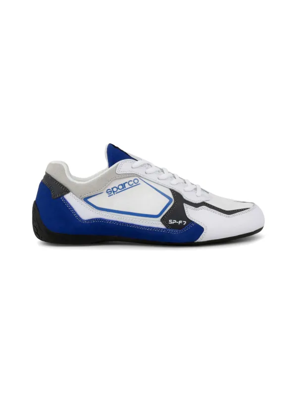 Weiße Sparco Rennschuhe mit blauem Detail Weiße Sparco Rennschuhe mit blauem Detail
