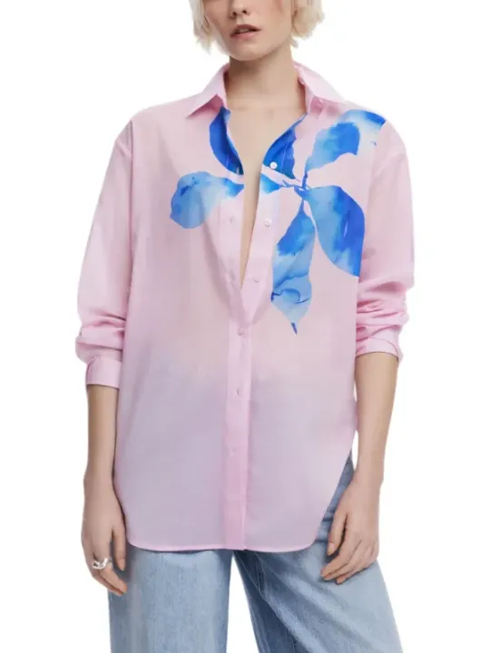 "Desigual Hemden im Sale | Desigual Künstlerisches Rosa Damenhemd online kaufen"|Planet-Deluxe