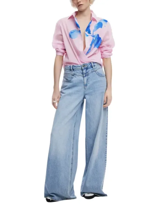 "Desigual Hemden im Sale | Desigual Künstlerisches Rosa Damenhemd online kaufen"|Planet-Deluxe