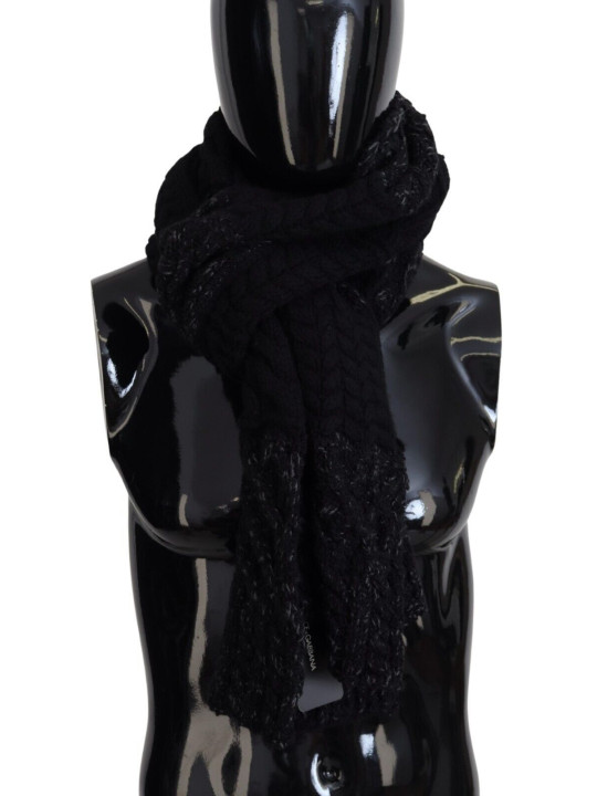 Scarves Elite Black Wool Blend Men's Scarf 770,00 € 8057142092686 | Planet-Deluxe