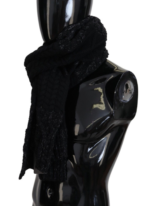 Scarves Elite Black Wool Blend Men's Scarf 770,00 € 8057142092686 | Planet-Deluxe