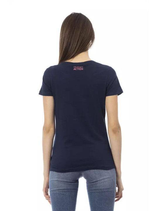 Tops & T-Shirts Chic Blue Short Sleeve T-Shirt with Front Print 60,00 € 8056641251853 | Planet-Deluxe