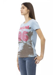 Tops & T-Shirts Elegant Light Blue Tee with Artistic Front Print 60,00 € 8056641252157 | Planet-Deluxe