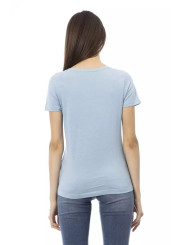 Tops & T-Shirts Elegant Light Blue Tee with Artistic Front Print 60,00 € 8056641252157 | Planet-Deluxe