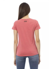 Tops & T-Shirts Chic Pink Short Sleeve Cotton Blend Tee 60,00 € 8056641255806 | Planet-Deluxe