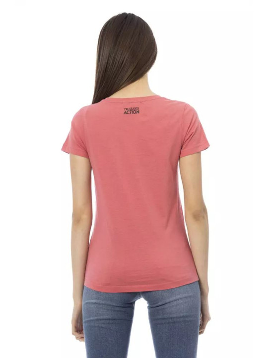 Tops & T-Shirts Chic Pink Short Sleeve Cotton Blend Tee 60,00 € 8056641255806 | Planet-Deluxe