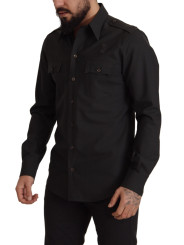 Shirts Elegant Slim Fit Dark Green Cotton Shirt 560,00 € 8058301884012 | Planet-Deluxe