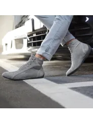 Graue Sparco Monza-GP-Fahrerschuhe aus Wildleder