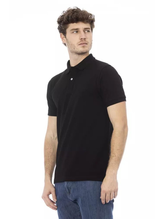 Polo Shirt Sleek Black Cotton Polo with Chic Embroidery 110,00 € 2000050855290 | Planet-Deluxe