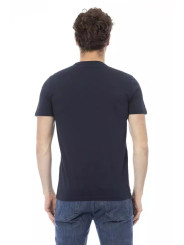T-Shirts Chic Blue Cotton Tee with Front Print 90,00 € 2000051525024 | Planet-Deluxe