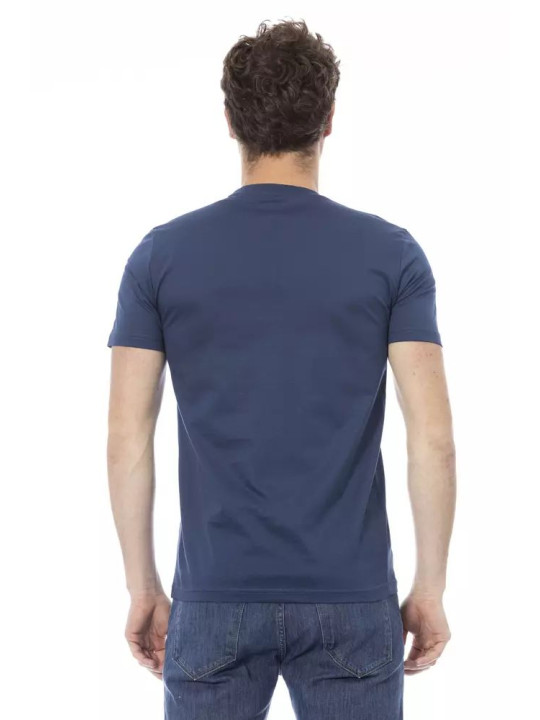 T-Shirts Chic Blue Cotton Tee with Signature Front Print 90,00 € 2000051524010 | Planet-Deluxe