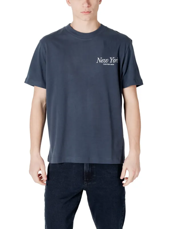 "Calvin Klein Jeans T-Shirts im Sale | Calvin Klein Herren TShirt Blau Baumwolle HerbstWinter online kaufen"|Planet-Deluxe