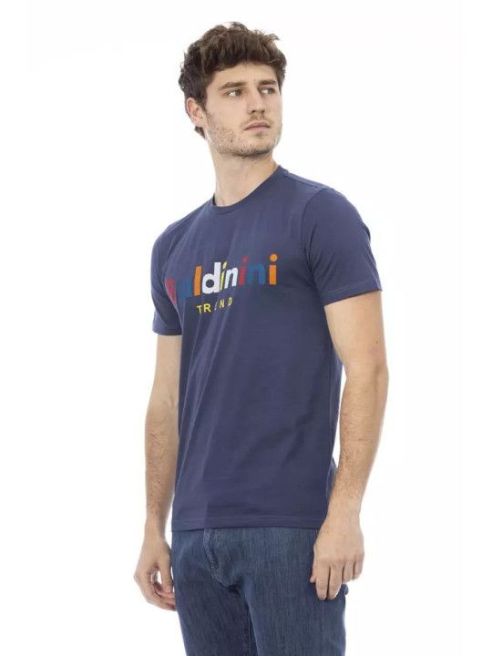 T-Shirts Elegant Blue Cotton Tee with Stylish Front Print 90,00 € 2000051524706 | Planet-Deluxe