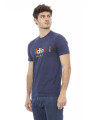 T-Shirts Elegant Blue Cotton Tee with Stylish Front Print 90,00 € 2000051524706 | Planet-Deluxe