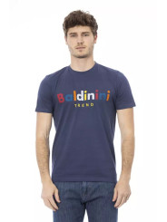 T-Shirts Elegant Blue Cotton Tee with Stylish Front Print 90,00 € 2000051524706 | Planet-Deluxe