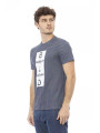 T-Shirts Chic Grey Cotton Tee with Bold Front Print 90,00 € 2000051642653 | Planet-Deluxe