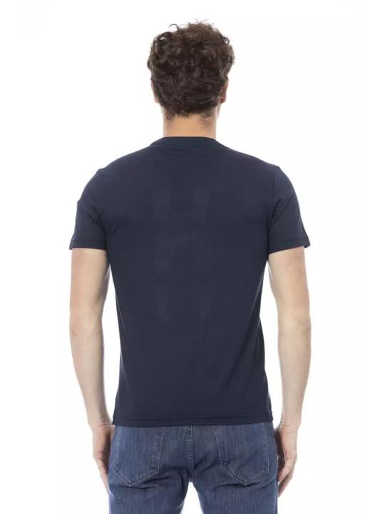 T-Shirts Sleek Blue Cotton Tee with Front Print 90,00 € 2000051522719 | Planet-Deluxe