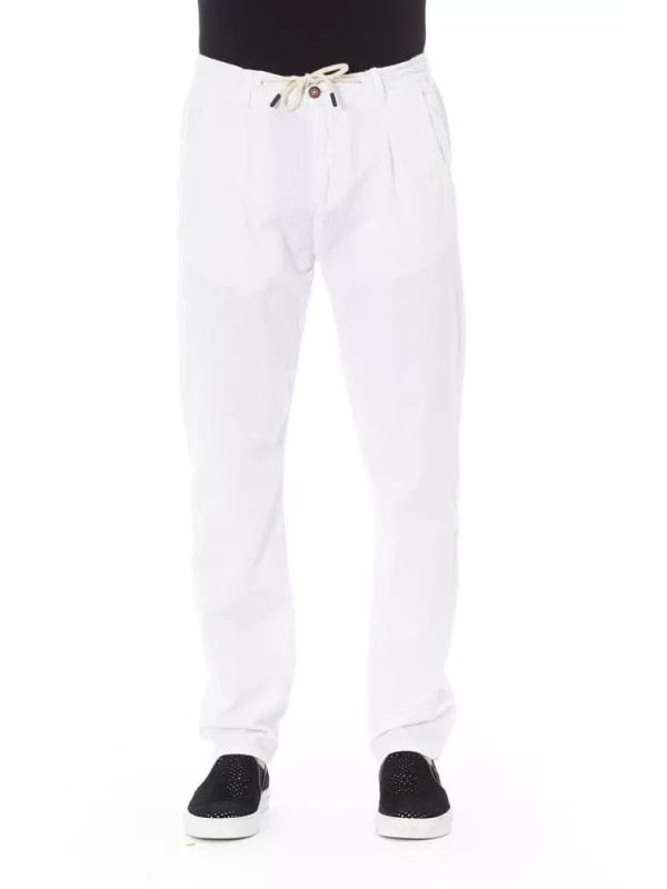 Jeans & Pants Elegant White Cotton Chino Trousers 210,00 € 2000051586001 | Planet-Deluxe