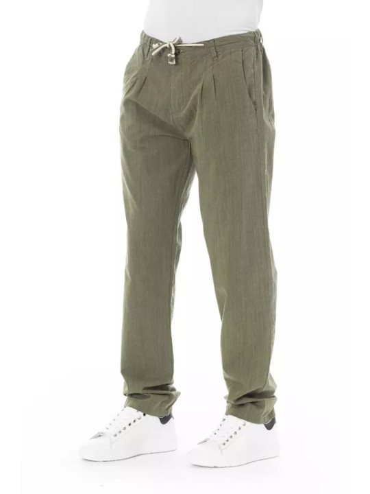 Jeans & Pants Elegant Cotton Chino Trousers in Army Green 210,00 € 2000051585035 | Planet-Deluxe