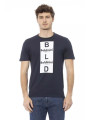 T-Shirts Chic Blue Cotton Tee with Elegant Front Print 90,00 € 2000051522528 | Planet-Deluxe