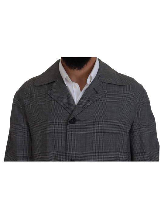 Jackets Elegant Gray Plaid Trench Coat 2.310,00 € 8054802283606 | Planet-Deluxe