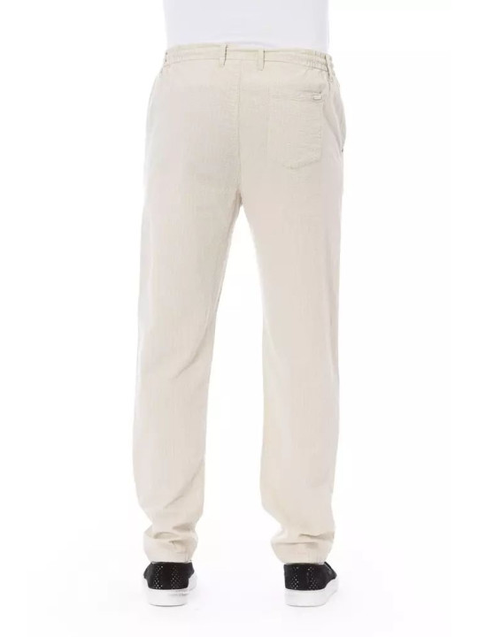 Jeans & Pants Chic Beige Cotton Chino Trousers with Drawstring 210,00 € 2000051585813 | Planet-Deluxe