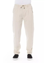 Jeans & Pants Chic Beige Cotton Chino Trousers with Drawstring 210,00 € 2000051585813 | Planet-Deluxe