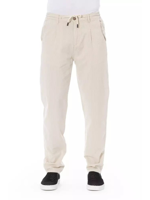 Jeans & Pants Chic Beige Cotton Chino Trousers with Drawstring 210,00 € 2000051585813 | Planet-Deluxe