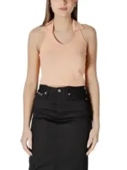 "Calvin Klein Jeans Tops im Sale | Calvin Klein Jeans Damen V-Ausschnitt Top Orange online kaufen"|Planet-Deluxe